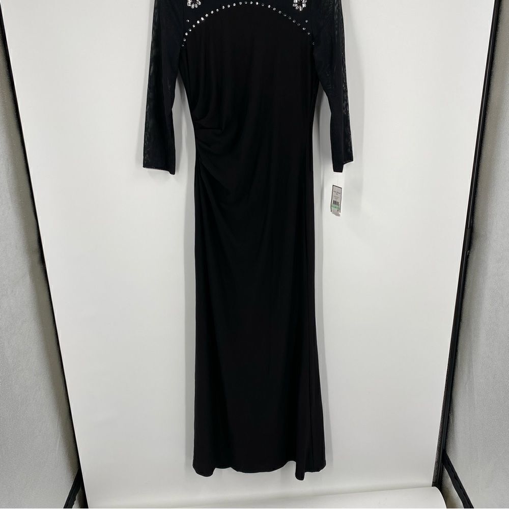 Jessica Howard Women’s High Neck Beaded Black Maxi Gown Size 8 - Picture 2 of 6
